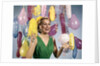 1960 1960s Retro Party New Year Balloons Woman Streamers Dress Happy by Anonymous