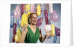 1960 1960s Retro Party New Year Balloons Woman Streamers Dress Happy by Anonymous