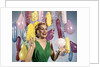 1960 1960s Retro Party New Year Balloons Woman Streamers Dress Happy by Anonymous