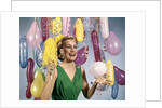 1960 1960s Retro Party New Year Balloons Woman Streamers Dress Happy by Anonymous