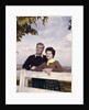 portrait Couple Husband & Wife Smiling Standing Together Behind White Board Fence Outdoor by Anonymous