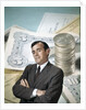 1960s Businessman Facial Expression Background Money Checks Coins Finance Banking Business Retro by Anonymous