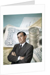 1960s Businessman Facial Expression Background Money Checks Coins Finance Banking Business Retro by Anonymous