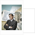 1960s Businessman Facial Expression Background Money Checks Coins Finance Banking Business Retro by Anonymous