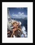 1990s Couple Sitting On Bow Of Sailboat Saint Lucia West Indies by Anonymous