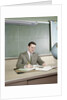 1960s Student Studying Desk Globe Open Book Writing Chalkboard High School by Anonymous