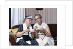 1950s Two Elderly Drinking Tea Gossiping Hair In Curlers by Anonymous