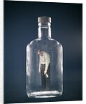 1960s Slumped Over Alcoholic Man Holding Whiskey Bottle Trapped Inside Glass Alcohol Decanter Bottle by Anonymous