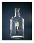 1960s Slumped Over Alcoholic Man Holding Whiskey Bottle Trapped Inside Glass Alcohol Decanter Bottle by Anonymous