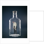1960s Slumped Over Alcoholic Man Holding Whiskey Bottle Trapped Inside Glass Alcohol Decanter Bottle by Anonymous