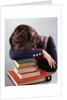 1960s 1970s Female Student Head Down On Pile Of Books Asleep Exhausted by Anonymous