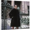 1960s Young Woman Wearing Dark Mink Coat Hat Standing Ornate Wrought Iron Gate Fur Retro by Anonymous