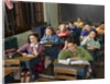 1950s High School Classroom Of Bored Sleepy Students Sitting At Desks by Anonymous