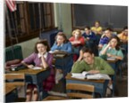 1950s High School Classroom Of Bored Sleepy Students Sitting At Desks by Anonymous