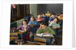 1950s High School Classroom Of Bored Sleepy Students Sitting At Desks by Anonymous