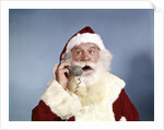 1960s Santa Claus Talking On Telephone Retro by Anonymous