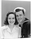 1940s Couple Portrait Navy Man Woman Smile by Anonymous