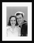 1940s Couple Portrait Navy Man Woman Smile by Anonymous