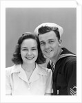 1940s Couple Portrait Navy Man Woman Smile by Anonymous