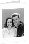 1940s Couple Portrait Navy Man Woman Smile by Anonymous