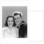 1940s Couple Portrait Navy Man Woman Smile by Anonymous