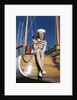 1940s Smiling Woman Wearing Nautical Sailor Outfit And Hat Sitting On Edge Of Boat Holding Paint Brush by Anonymous
