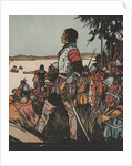 Spanish explorer and conquistador Hernando de Soto standing on shore by Anonymous
