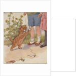 Kitten playing with string by Anonymous