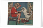 Cat helping girl with homework by Jessie Willcox Smith