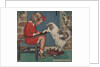 Cat helping girl with homework by Jessie Willcox Smith