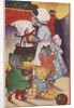 Cat family around the fireplace at Christmas by Anonymous