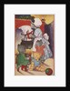 Cat family around the fireplace at Christmas by Anonymous
