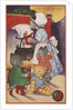 Cat family around the fireplace at Christmas by Anonymous