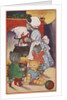 Cat family around the fireplace at Christmas by Anonymous