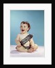 1960s Laughing Happy Baby Mouth Wide Open Wearing Leopard Print Tarzan Caveman Costume by Anonymous