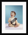 1960s Laughing Happy Baby Mouth Wide Open Wearing Leopard Print Tarzan Caveman Costume by Anonymous