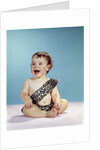 1960s Laughing Happy Baby Mouth Wide Open Wearing Leopard Print Tarzan Caveman Costume by Anonymous