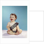 1960s Laughing Happy Baby Mouth Wide Open Wearing Leopard Print Tarzan Caveman Costume by Anonymous