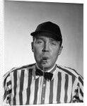 1950s Football Referee Blowing Whistle Looking At Camera by Anonymous