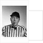 1950s Football Referee Blowing Whistle Looking At Camera by Anonymous