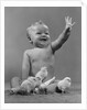 1950s Laughing Waving Baby Surrounded By Little Baby Chicks by Anonymous