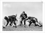 1940s 1950s Five Young Men Wearing Leather Helmets And Uniforms Playing Football by Anonymous