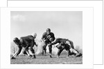 1940s 1950s Five Young Men Wearing Leather Helmets And Uniforms Playing Football by Anonymous