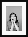 1960s Brunette Woman Screaming Mouth Wide Open Hands To Face Facial Expression Fear Scream Surprise Character Funny Face by Anonymous