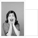 1960s Brunette Woman Screaming Mouth Wide Open Hands To Face Facial Expression Fear Scream Surprise Character Funny Face by Anonymous