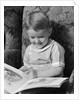 1930s 1940s Little Boy Sitting On Chair Reading Picture Book by Anonymous