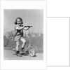 1930s Smiling Girl Playing On Scooter On Sidewalk Looking At Camera by Anonymous