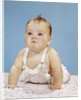 1960s Baby Making Funny Face Pushed Up On Arms Crawling Forward by Anonymous