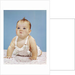 1960s Baby Making Funny Face Pushed Up On Arms Crawling Forward by Anonymous