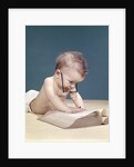 1960s Funny Baby Wearing Oversized Glasses Reading Big Book by Anonymous